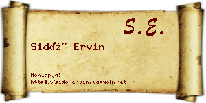 Sidó Ervin névjegykártya